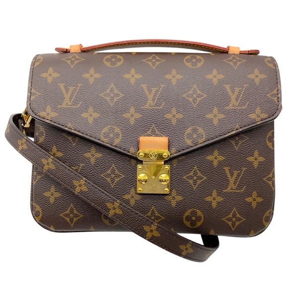 LOUIS VUITTON BROWN MONOGRAM COATED CANVAS POCHETTE METIS HANDBAG - Picture 1 of 16